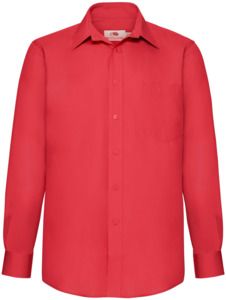 Fruit Of The Loom F65118 - Mens Long Sleeve Poplin Shirt Red