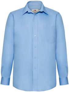 Fruit Of The Loom F65118 - Mens Long Sleeve Poplin Shirt Mid Blue