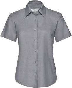 Russell Collection R933F - Ladies Oxford Short Sleeve Shirt 135gm Silver