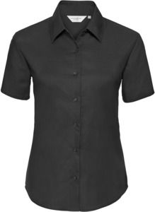 Russell Collection R933F - Ladies Oxford Short Sleeve Shirt 135gm Black