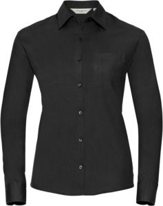 Russell Collection R936F - Poplin Easy Care Pure Cotton Long Sleeve Shirt Ladies Black