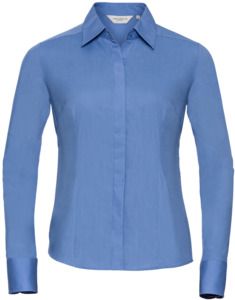 Russell Collection R924F - Poplin Easy Care Fitted Long Sleeve Shirt Ladies Corporate Blue