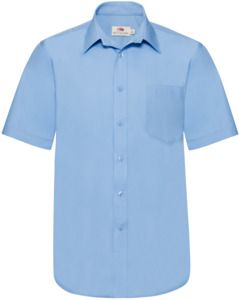 Fruit Of The Loom F65116 - Mens Short Sleeve Poplin Shirt Mid Blue