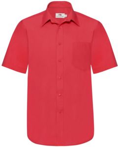 Fruit Of The Loom F65116 - Mens Short Sleeve Poplin Shirt Red