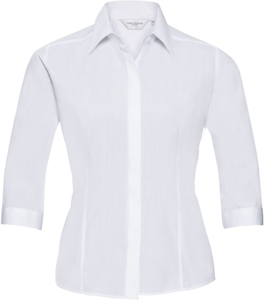 Russell Collection R926F - Poplin Easy Care Fitted 3/4 Sleeve Shirt Ladies