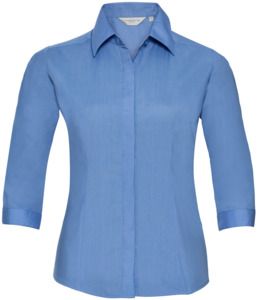Russell Collection R926F - Poplin Easy Care Fitted 3/4 Sleeve Shirt Ladies Corporate Blue
