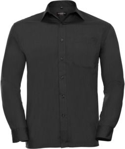 Russell Collection R934M - Mens Poplin Shirts Long Sleeve 110gm Black
