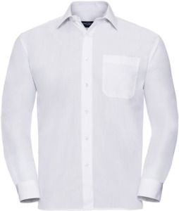 Russell Collection R934M - Mens Poplin Shirts Long Sleeve 110gm White