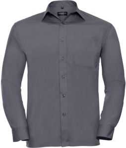 Russell Collection R934M - Mens Poplin Shirts Long Sleeve 110gm Convoy Grey