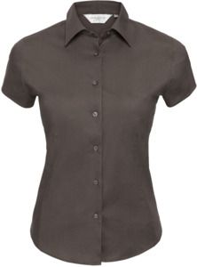 Russell Collection R947F - Easy Care Fitted Short Sleeve Shirt Ladies Chocolate