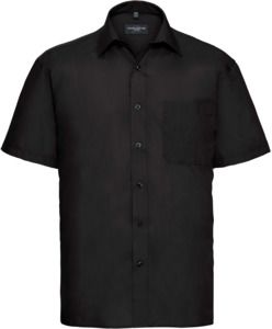Russell Collection R935M - Mens Poplin Shirts Short Sleeve 110gm Black