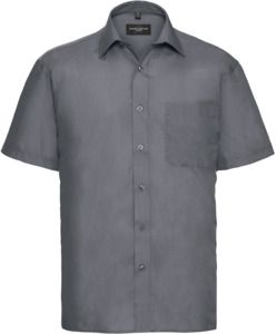 Russell Collection R935M - Mens Poplin Shirts Short Sleeve 110gm Convoy Grey