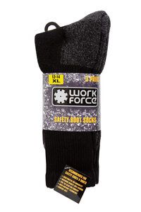 Work Force WFH0093 - XL H/Duty Safety Boot 3 Pack Sock Black