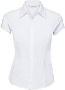 Russell Collection R925F - Poplin Easy Care Fitted Cap Sleeve Shirt Ladies White