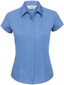 Russell Collection R925F - Poplin Easy Care Fitted Cap Sleeve Shirt Ladies Corporate Blue