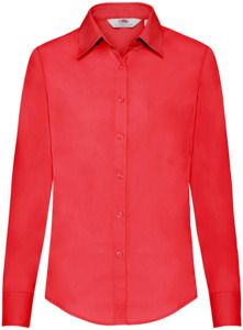 Fruit Of The Loom F65012 - Ladies Long Sleeve Poplin Shirt Red