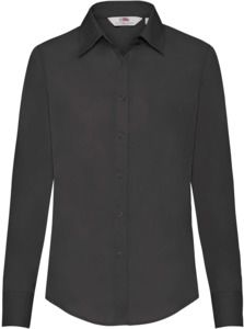 Fruit Of The Loom F65012 - Ladies Long Sleeve Poplin Shirt Black