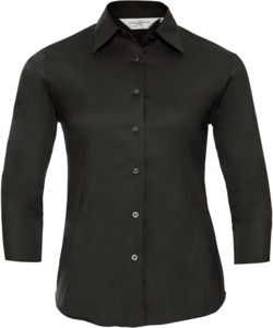Russell Collection R946F - Easy Care Fitted 3/4 Sleeve Shirt Ladies Black