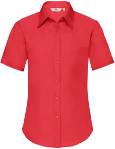 Fruit Of The Loom F65014 - Ladies Short Sleeve Poplin Shirt Red