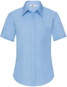 Fruit Of The Loom F65014 - Ladies Short Sleeve Poplin Shirt Mid Blue