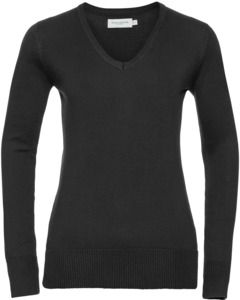 Russell R710F - Knitted V-Neck Pullover Ladies Black