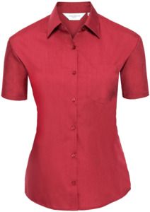 Russell Collection R935F - Ladies Poplin Shirts Short Sleeve 110gm Classic Red
