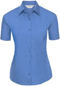 Russell Collection R935F - Ladies Poplin Shirts Short Sleeve 110gm Corporate Blue