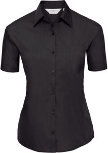 Russell Collection R935F - Ladies Poplin Shirts Short Sleeve 110gm Black
