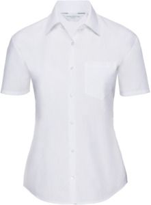 Russell Collection R935F - Ladies Poplin Shirts Short Sleeve 110gm White