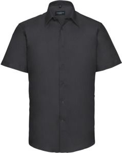 Russell Collection R923M - Oxford Tailored Easy Care Short Sleeve Shirt Mens Black