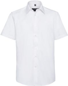 Russell Collection R923M - Oxford Tailored Easy Care Short Sleeve Shirt Mens White