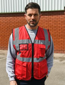 Korntex KXEXEC - High Visibility Executive Multifunction Safety Vest Red