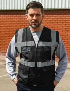 Korntex KXEXEC - High Visibility Executive Multifunction Safety Vest Black