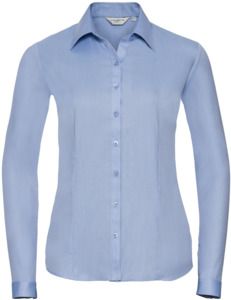 Russell Collection R962F - Herringbone Long Sleeve Ladies Shirt Light Blue