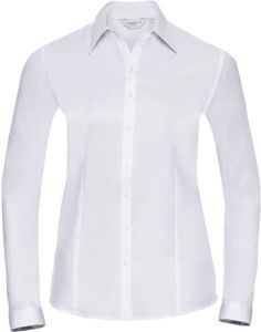 Russell Collection R962F - Herringbone Long Sleeve Ladies Shirt White