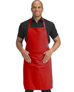 Dennys DDP210 - Full LengthRecycled Bib Apron With Pocket Red