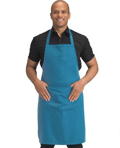 Dennys DDP210 - Full LengthRecycled Bib Apron With Pocket Mid Blue