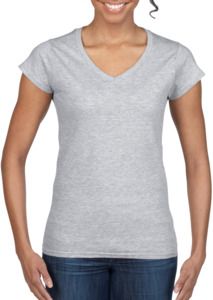 Gildan G64V00L - Ladies V-Neck Softstyle Ringspun Cotton T-Shirt Sport Grey