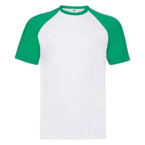 Fruit Of The Loom F61026 - Baseball Short Sleeved T-Shirt White/Kelly