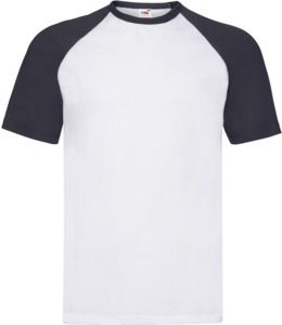 Fruit Of The Loom F61026 - Baseball Short Sleeved T-Shirt White/Navy