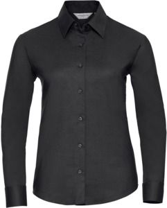 Russell Collection R932F - Ladies Oxford Long Sleeve Shirt 135gm Black