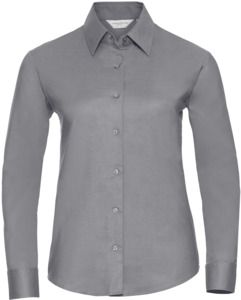 Russell Collection R932F - Ladies Oxford Long Sleeve Shirt 135gm Silver