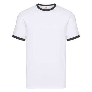 Fruit Of The Loom F61168 - Ringer Short Sleeve T-Shirt White/Black
