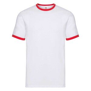 Fruit Of The Loom F61168 - Ringer Short Sleeve T-Shirt White/Red