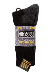 Work Force WFH0090 - Heavy Duty Safety Boot 3 Pack Sock Black