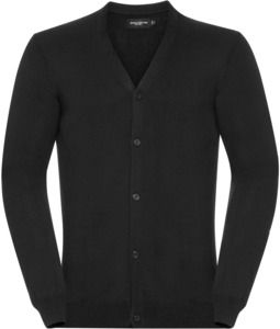 Russell Collection R715M - Knitted V-Neck Cardigan Mens Black