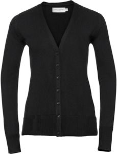 Russell Collection R715F - Knitted V-Neck Cardigan Ladies Black