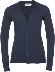Russell Collection R715F - Knitted V-Neck Cardigan Ladies French Navy