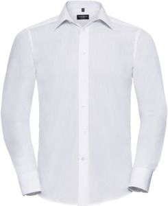 Russell Collection R924M - Poplin Easy Care Tailored Long Sleeve Shirt Mens White