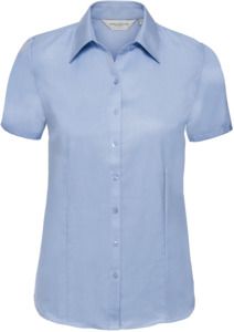 Russell Collection R963F - Herringbone Short Sleeve Ladies Shirt Light Blue